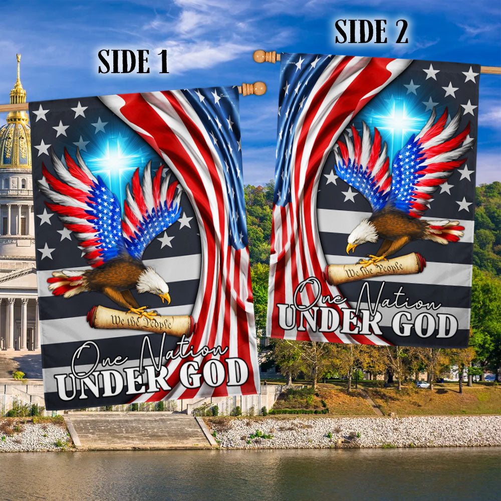 One Nation Under God Patriot Eagle We The People Flag