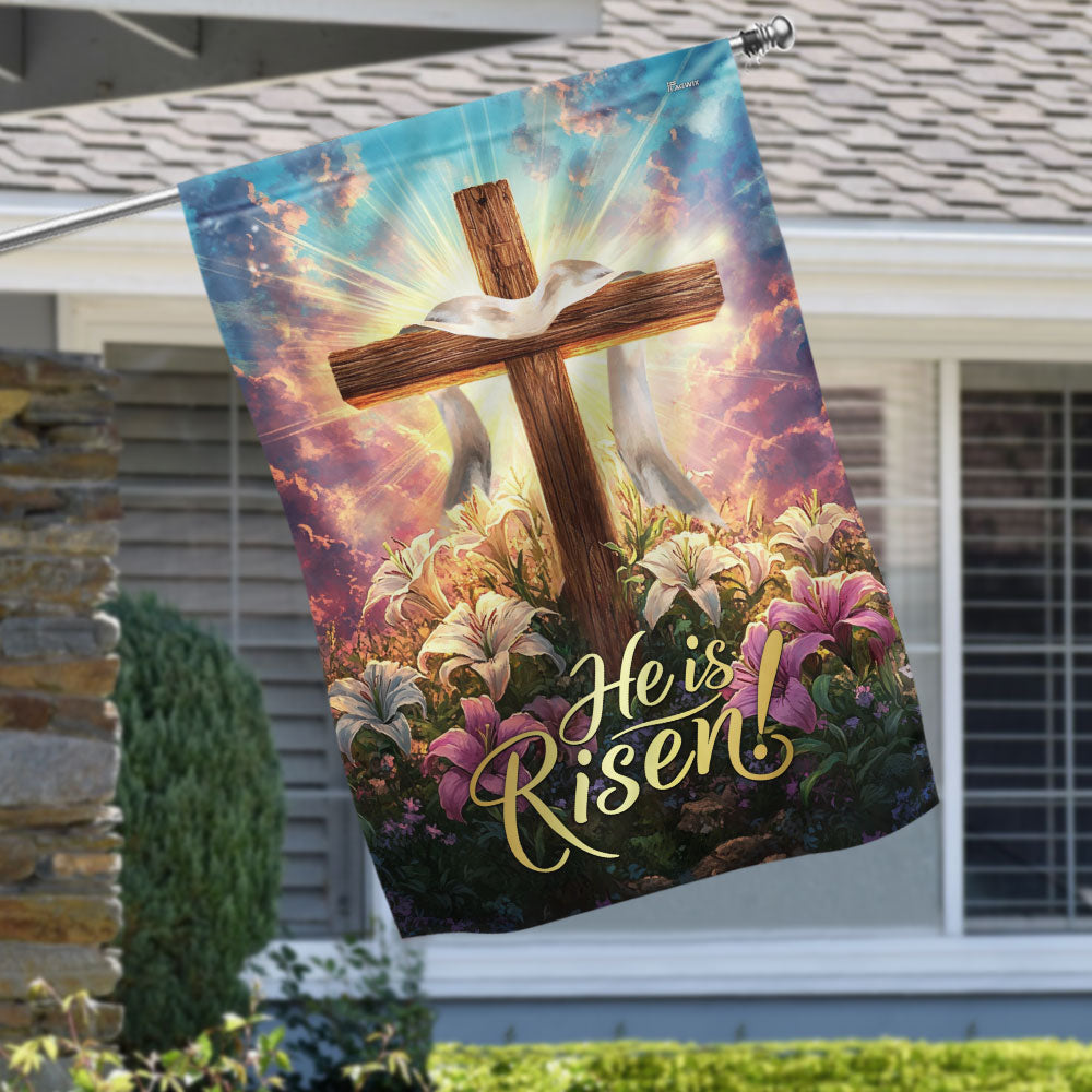 Easter Cross He Is Risen Resurrection of Jesus Christian Cross Flag