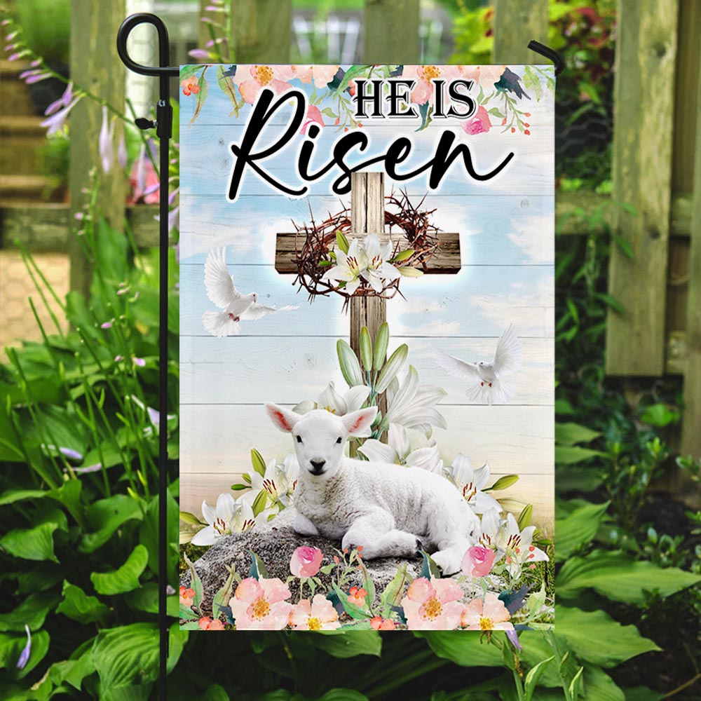 Easter Cross He Is Risen Flag