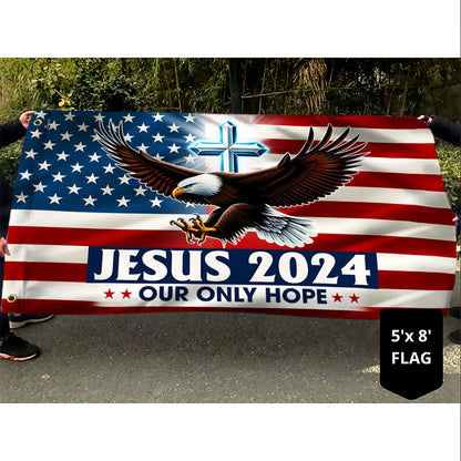 Jesus Our Hope American Eagle Grommet Flag