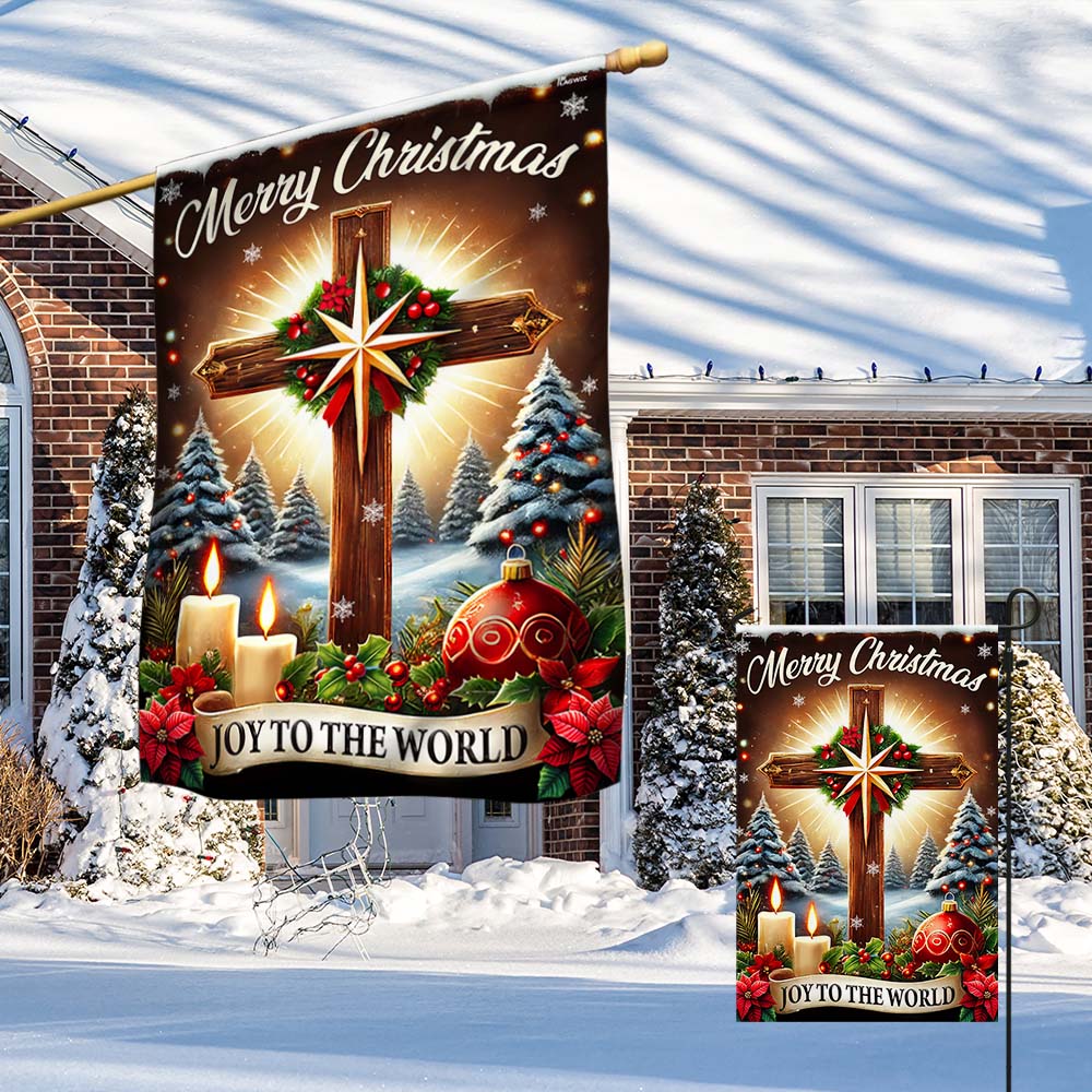Christian Cross Christmas Flag Joy To The World Jesus Christ Flag