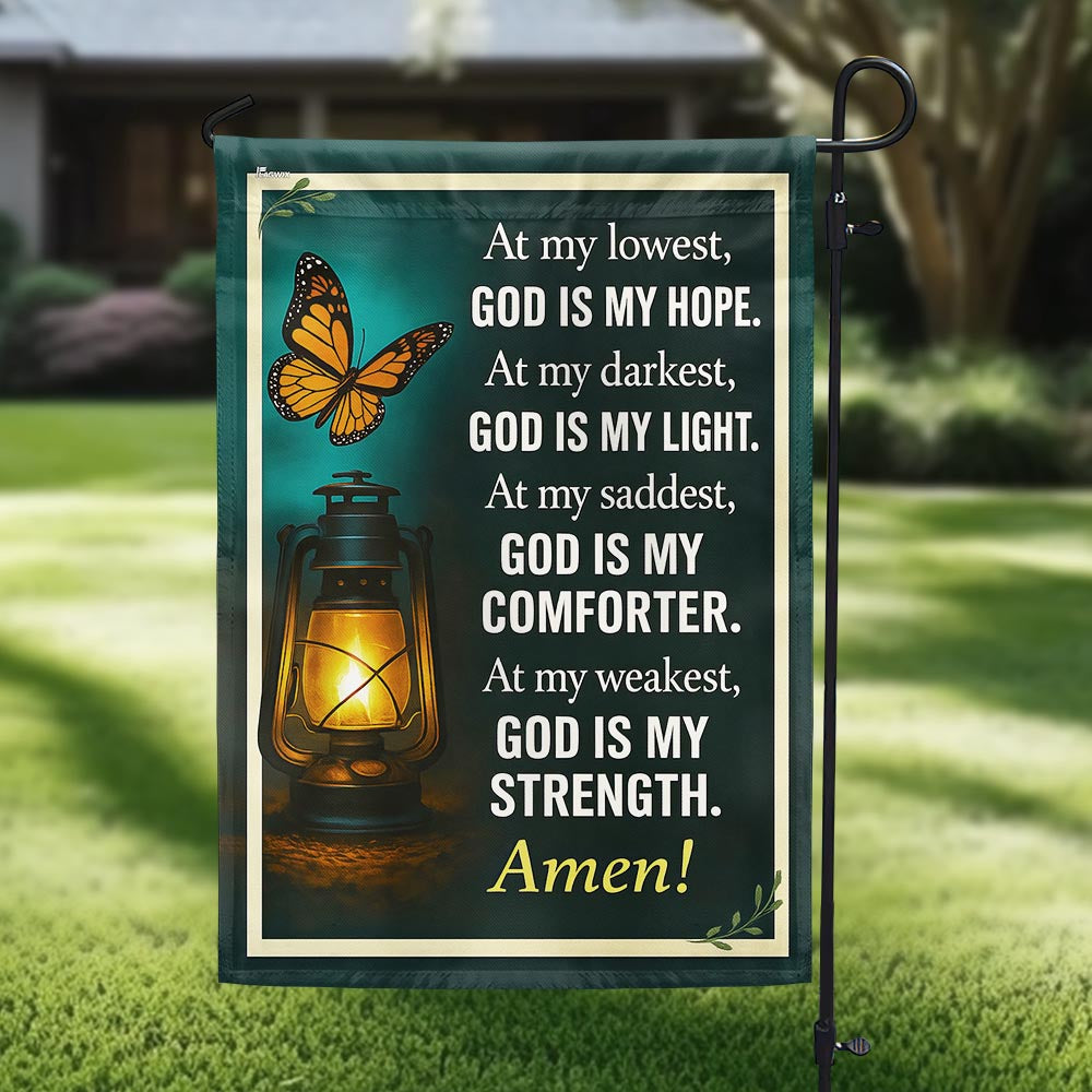 Inspirational Christian God Is My Strength Flag
