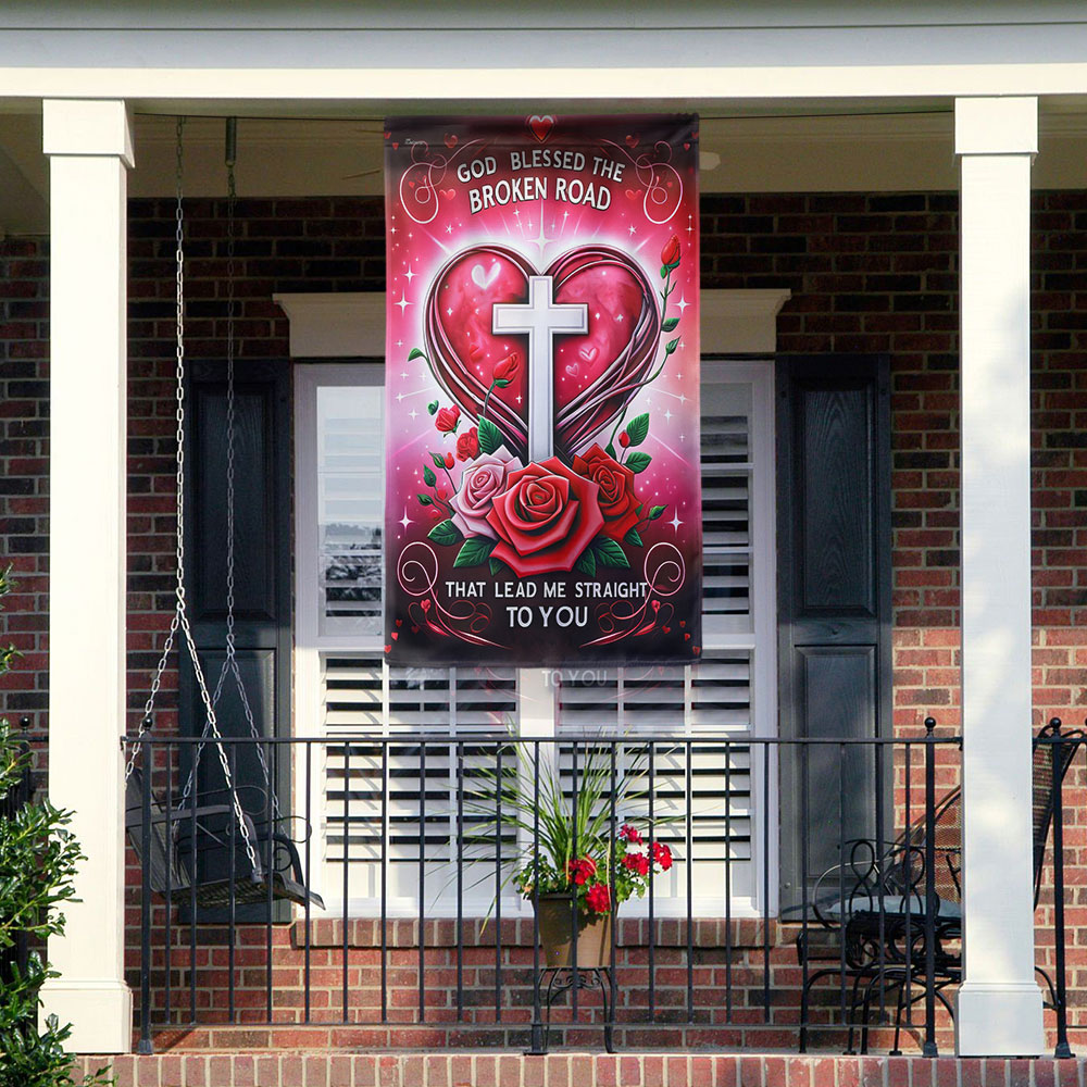 God Blessed Us, Christian Heart Valentine Flag
