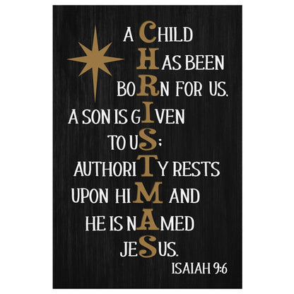 A Child Has Been Born For Us Isaiah 9:6 Christmas Wall Art Canvas Print
