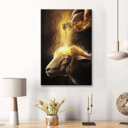 Christian Wall Art - A Lamb Anointed with Oil Canvas