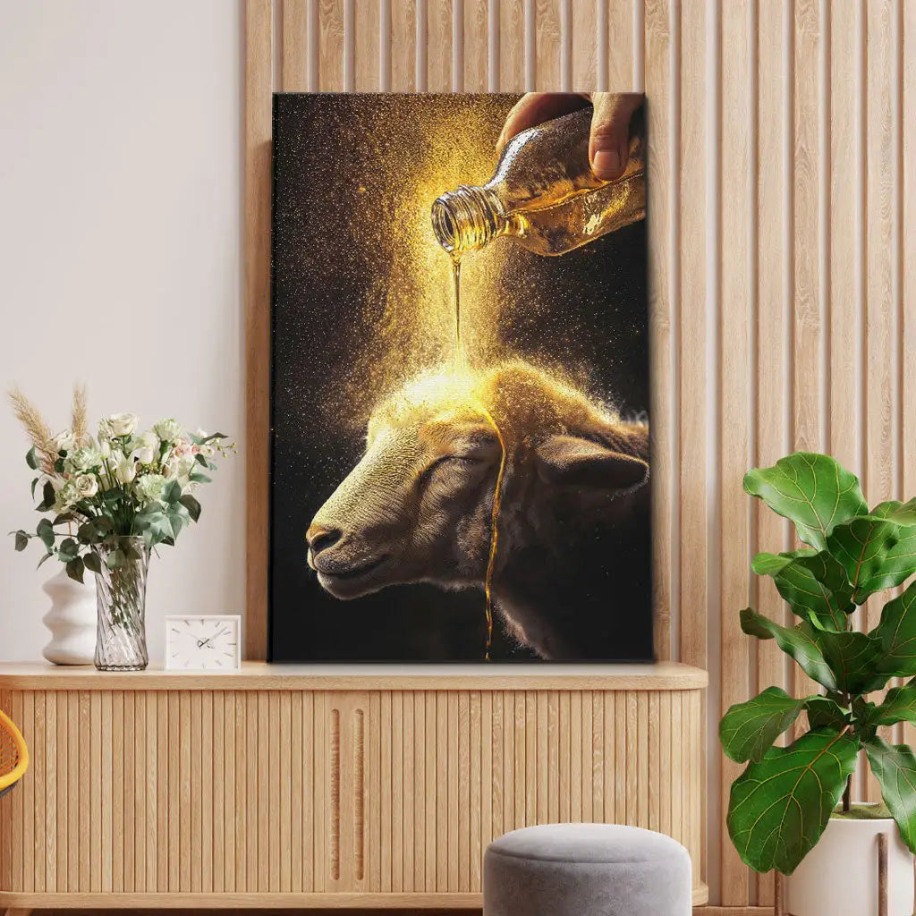Christian Wall Art - A Lamb Anointed with Oil Canvas