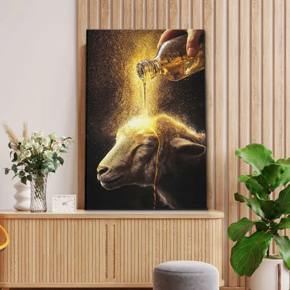 Christian Wall Art - A Lamb Anointed with Oil Canvas