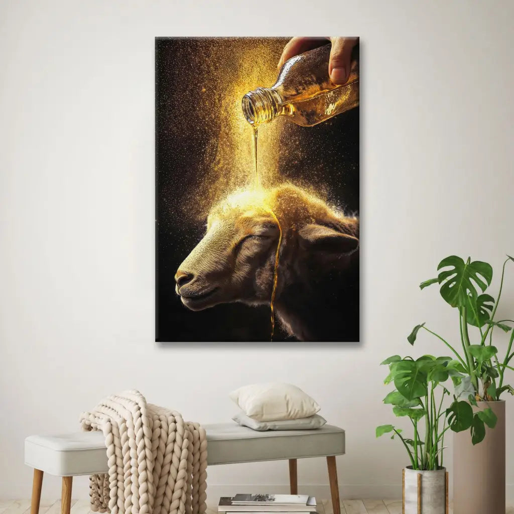 Christian Wall Art - A Lamb Anointed with Oil Canvas