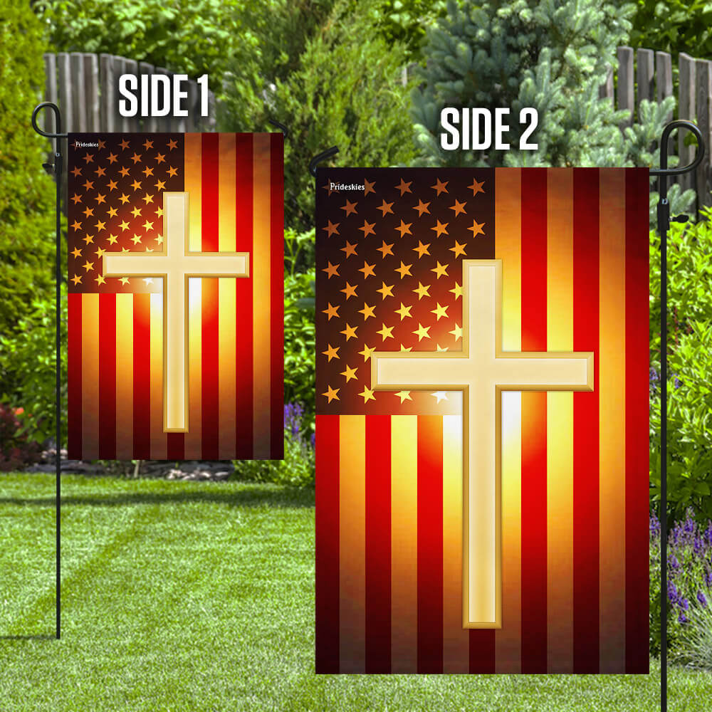 Christian Cross American US Flag
