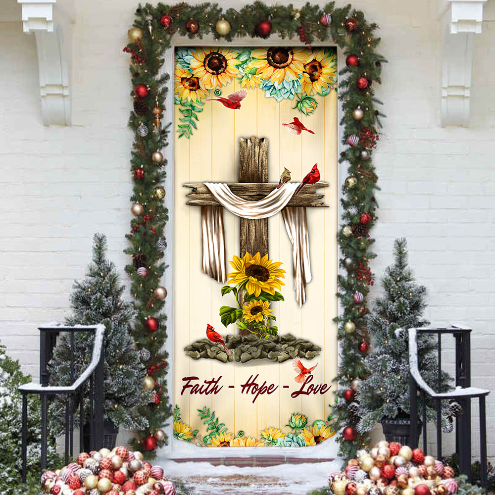 Jesus Cross. Faith - Hope - Love Door Cover