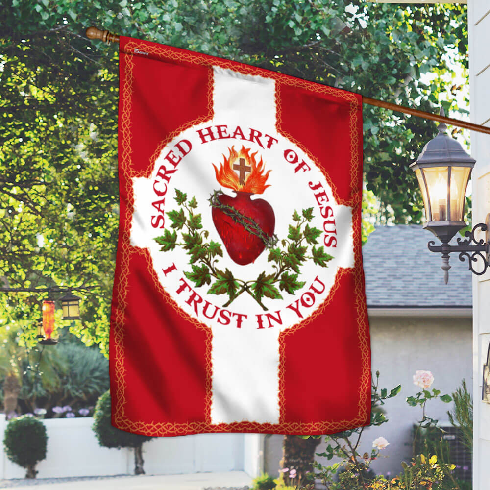 Sacred Heart Of Jesus I Trust In You Christian Catholic Flag 3-Day Shipping