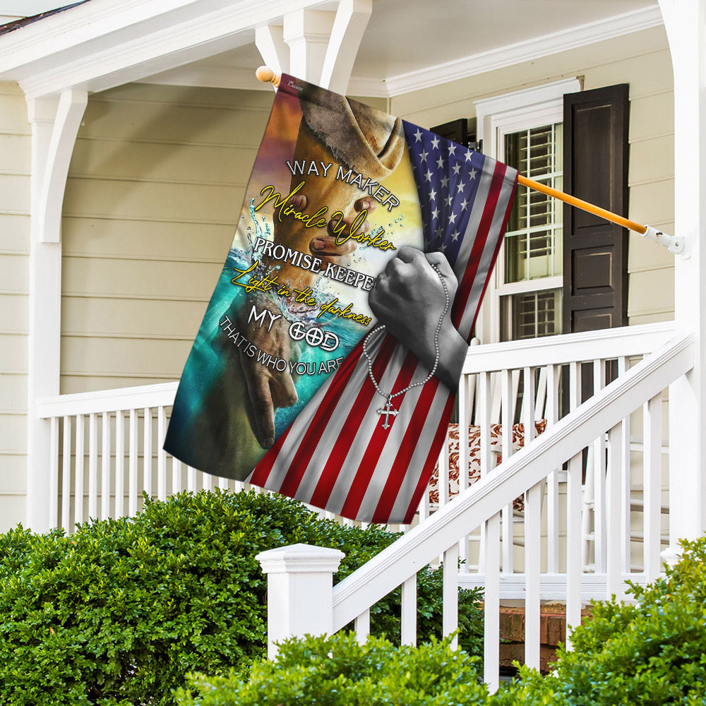 Jesus - Way Maker Miracle Worker Promise Keeper American Flag