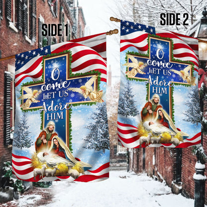 Nativity Christmas Flag O Come Let Us Adore Him Flag