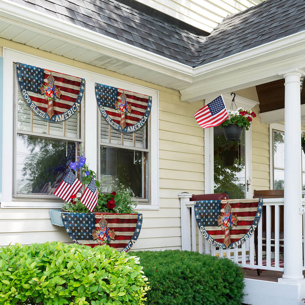 Happy 4th of july, God Bless America, july 4th Patriotic Christian American Non-Pleated Fan Flag