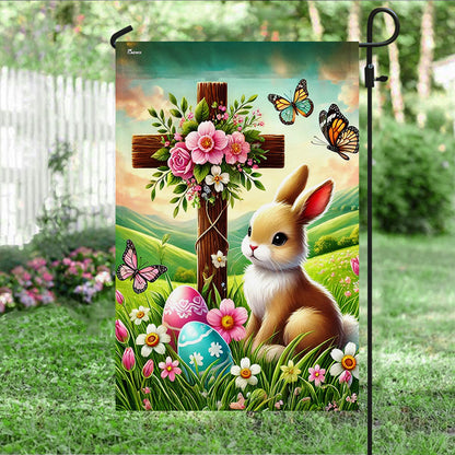 Easter Rabbit Bunny Christian Cross Happy Easter Flag