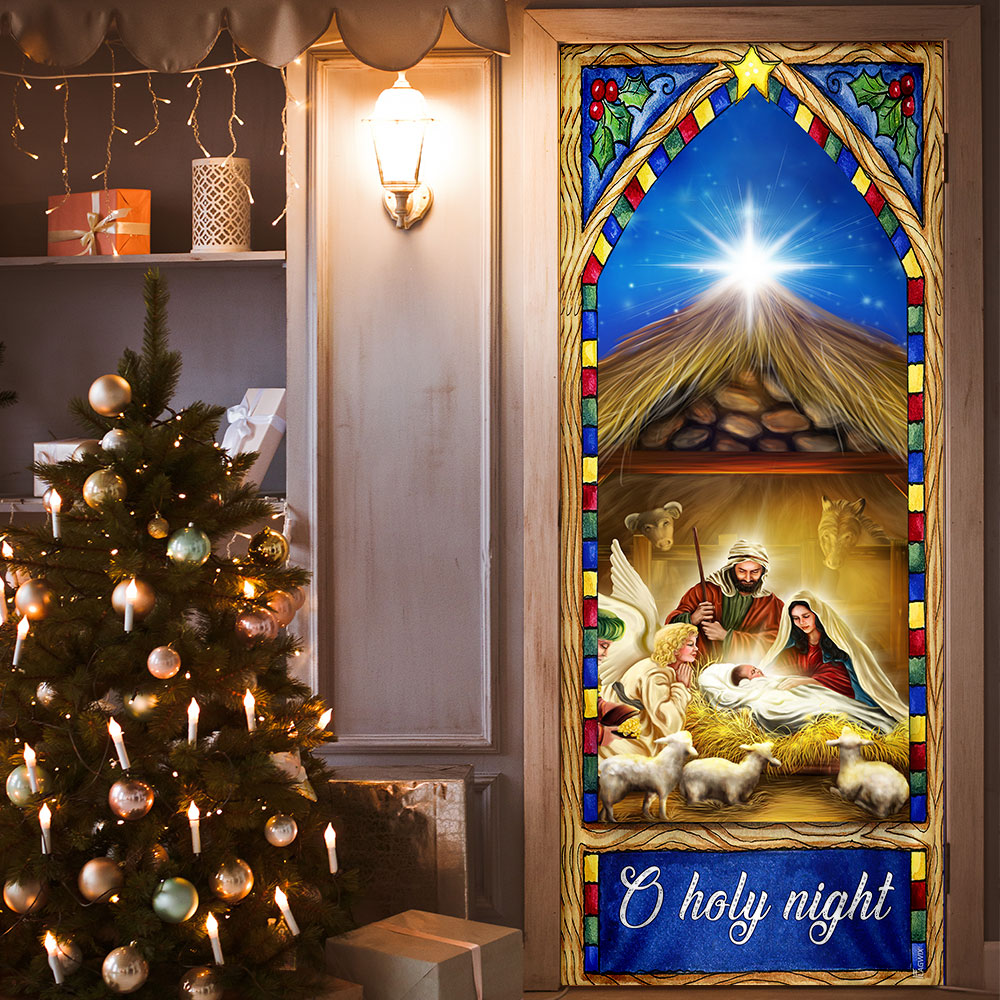 Nativity Scene Christmas Door Cover O Holy Night