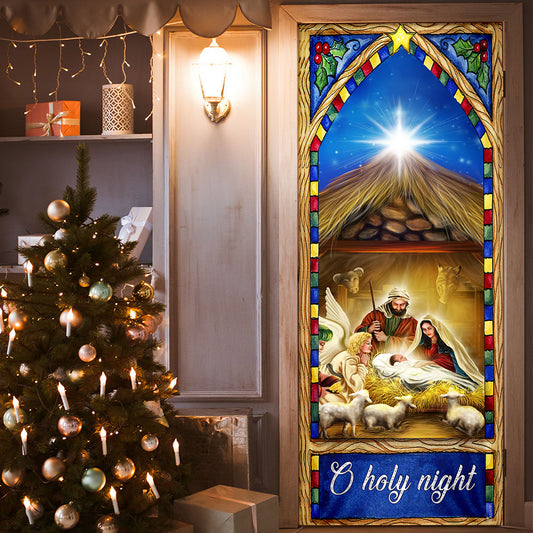Nativity Scene Christmas Door Cover O Holy Night