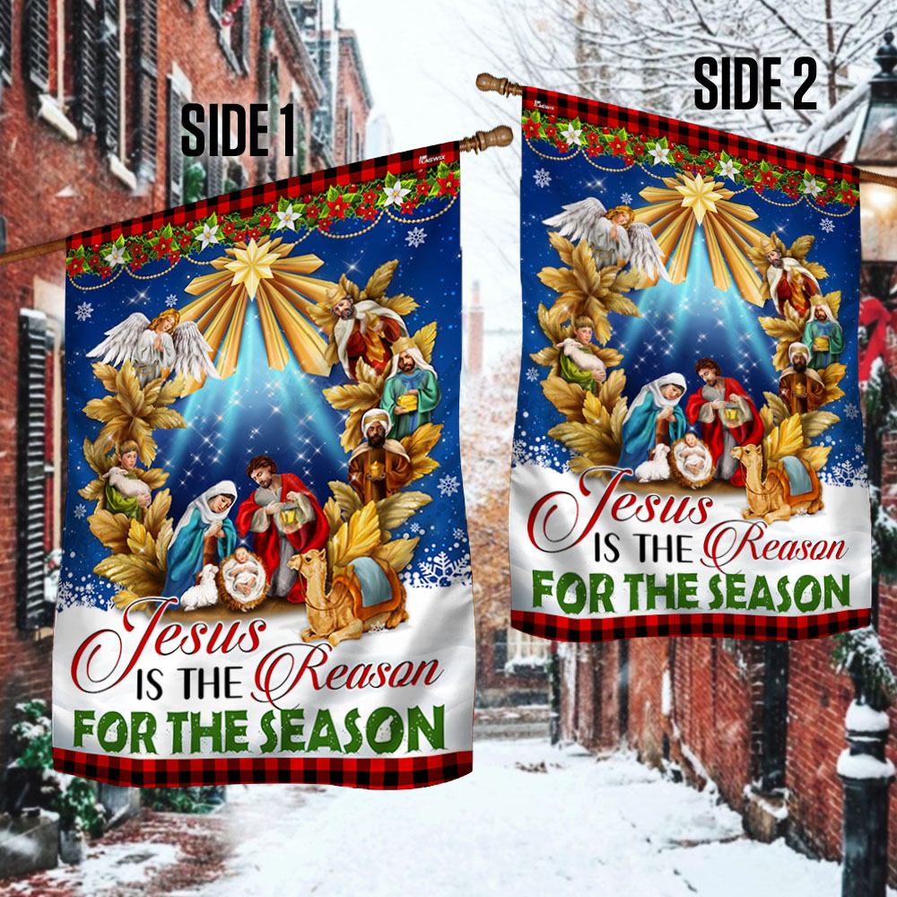 Jesus Christmas Flag Jesus Is The Reason For The Season Holy Night Nativity of Jesus Flag