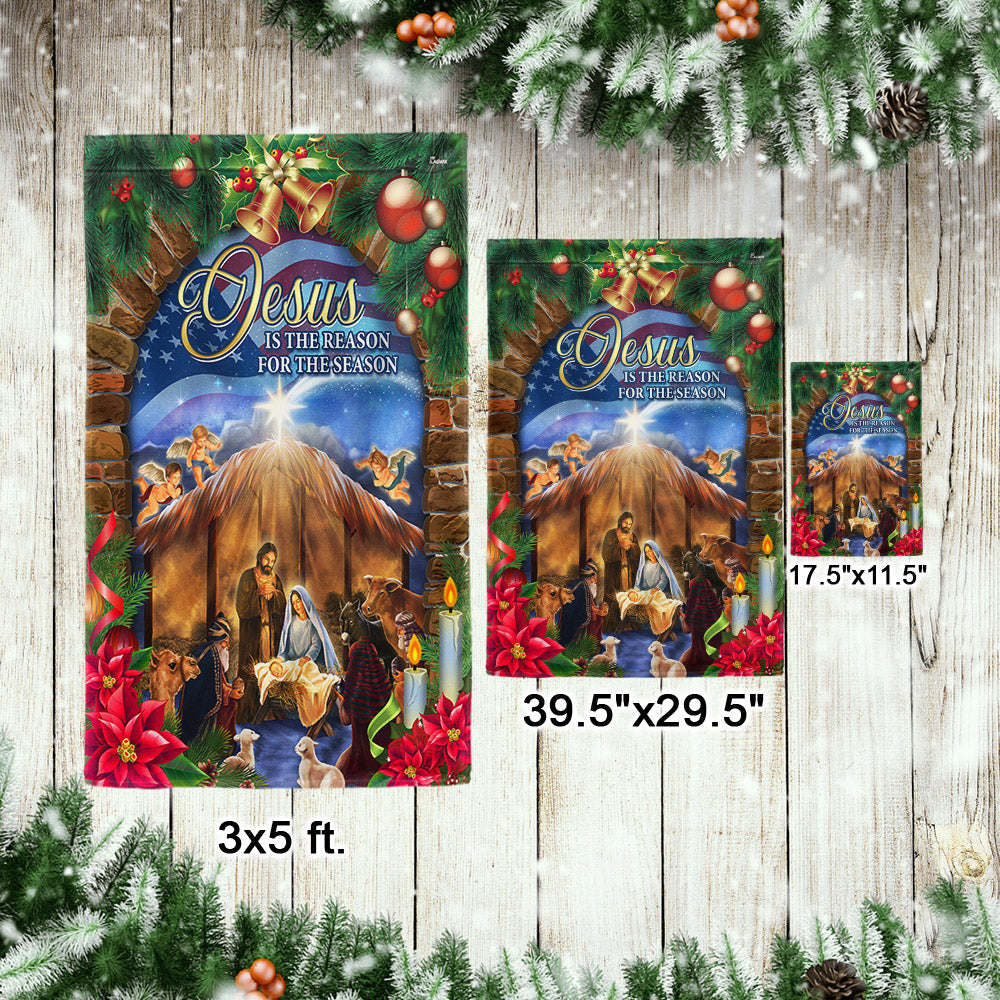 Nativity of Jesus Christmas Flag Jesus Is The Reason For The Season Flag