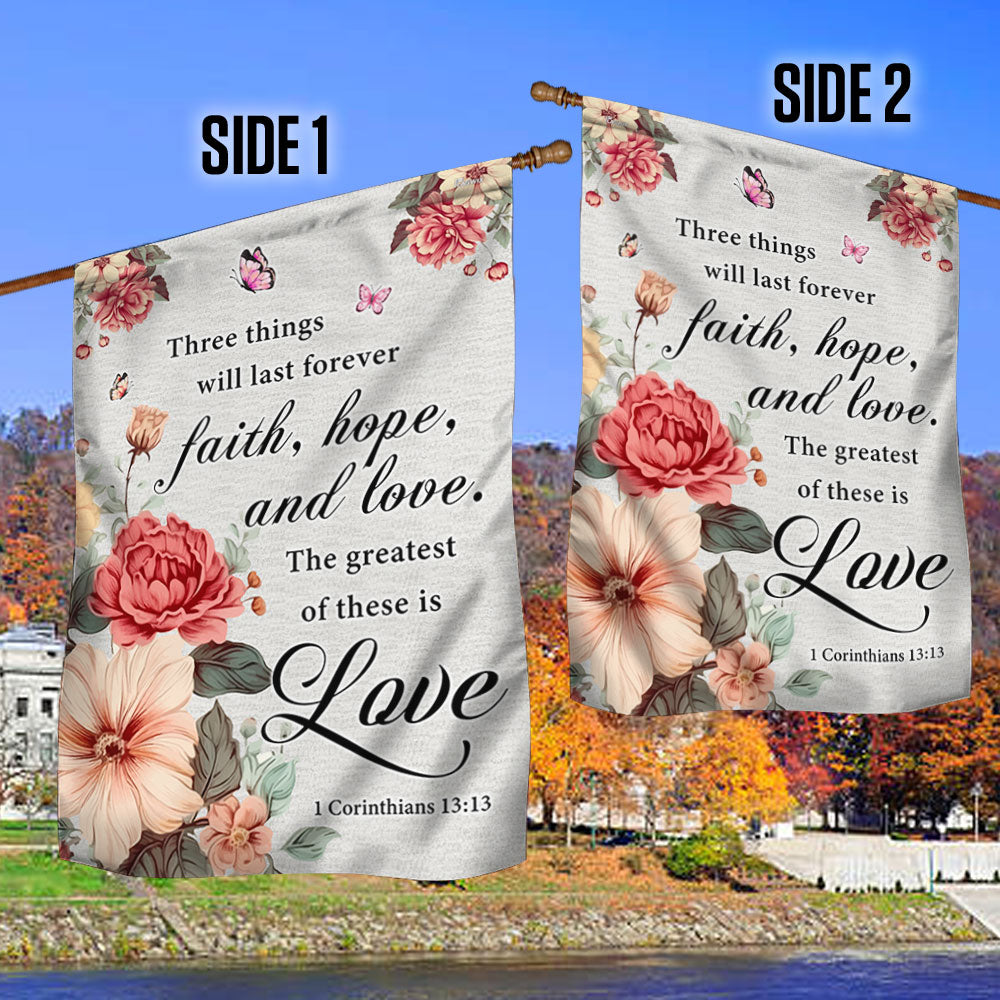Faith Love Hope Bible Verse Christian Flag