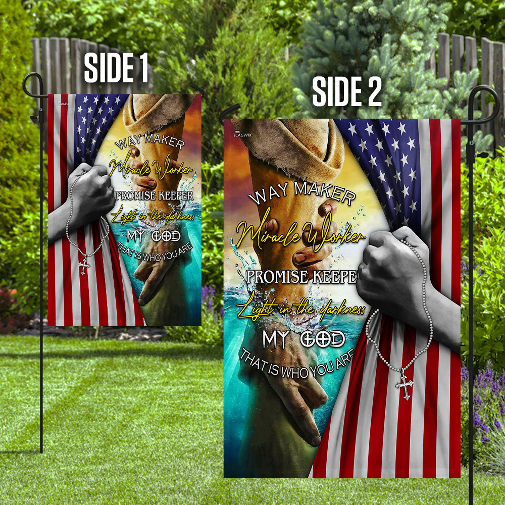 Jesus - Way Maker Miracle Worker Promise Keeper American Flag