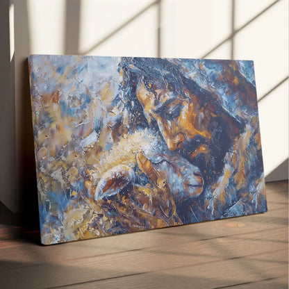 Abstract Painting of Jesus and Lost Lamb Wall Art Canvas