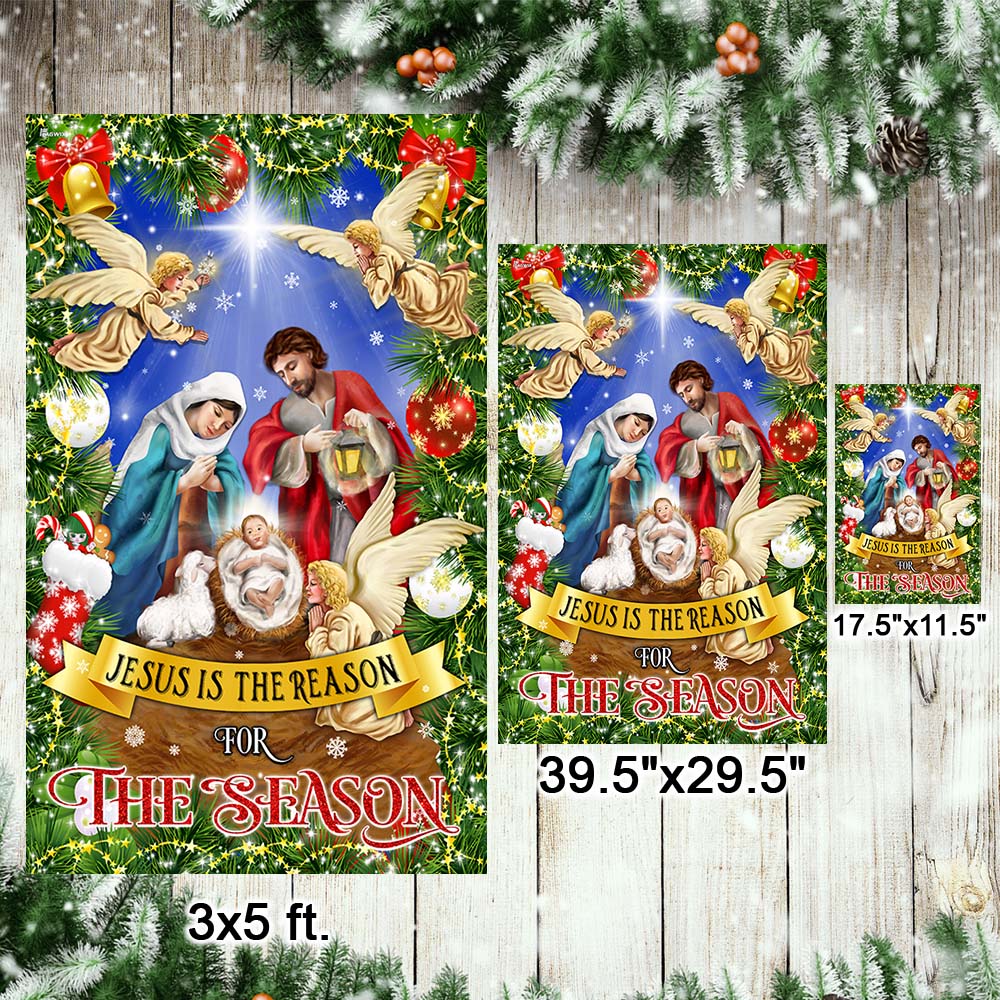 Nativity of Jesus Holy Night Christmas Flag Jesus Is The Reason For The Season