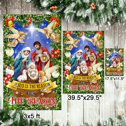 Nativity of Jesus Holy Night Christmas Flag Jesus Is The Reason For The Season