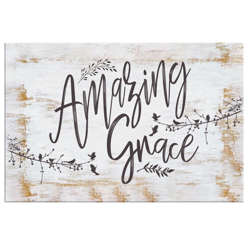 Amazing Grace, Rustic, Christian Wall Art Canvas