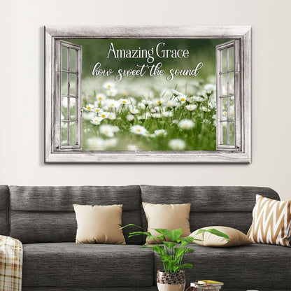Amazing Grace Wall Art: Amazing Grace How Sweet The Sound Canvas, Daisy Paintings