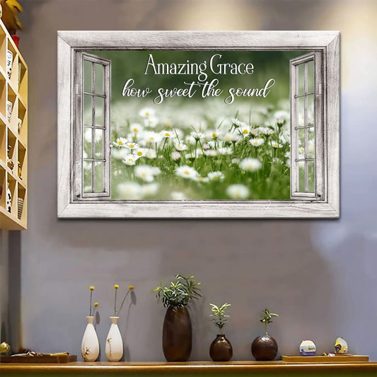 Amazing Grace Wall Art: Amazing Grace How Sweet The Sound Canvas, Daisy Paintings