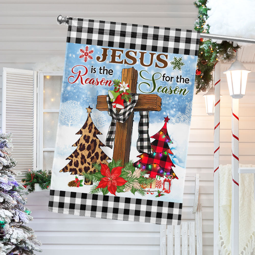 Jesus Is The Reason For The Season Religious Cross Christmas Flag