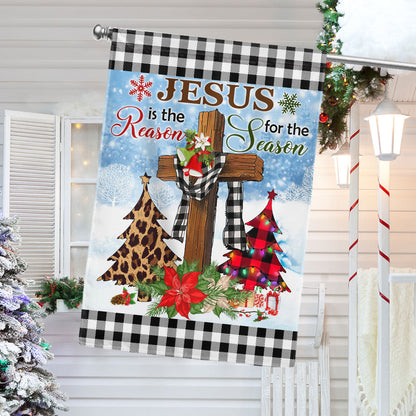 Jesus Is The Reason For The Season Religious Cross Christmas Flag