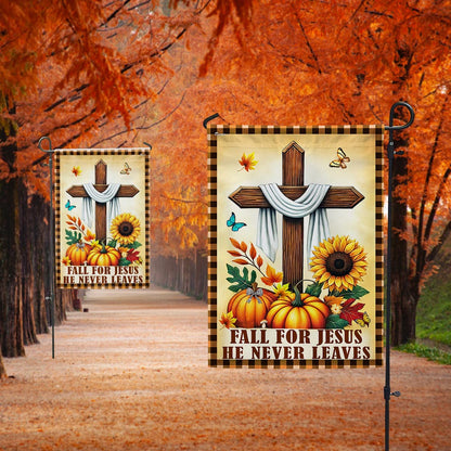 Fall Jesus Cross Flag Fall For Jesus He Never Leaves Flag
