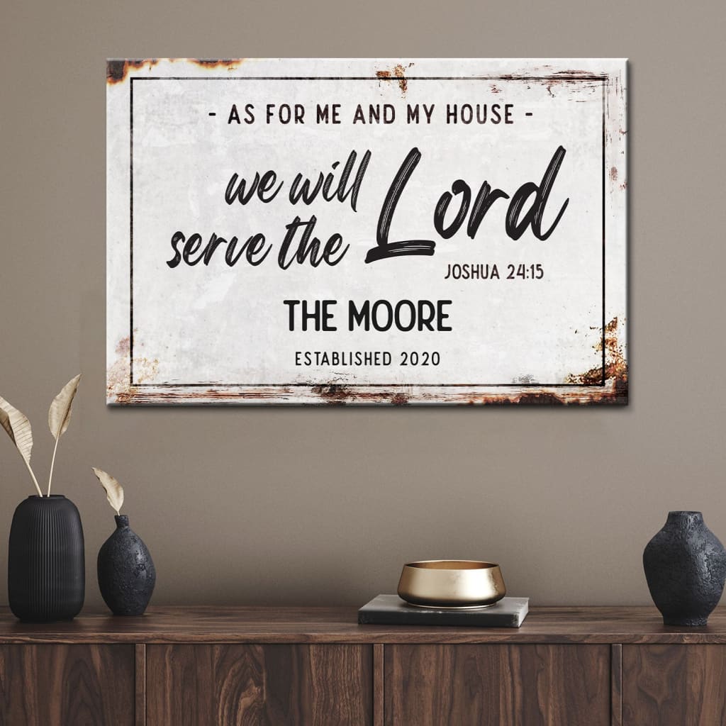 Personalized 'As For Me and My House' Custom Family Name and Established Year Wall Art Canvas