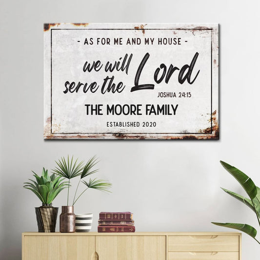 Personalized 'As For Me and My House' Custom Family Name and Established Year Wall Art Canvas