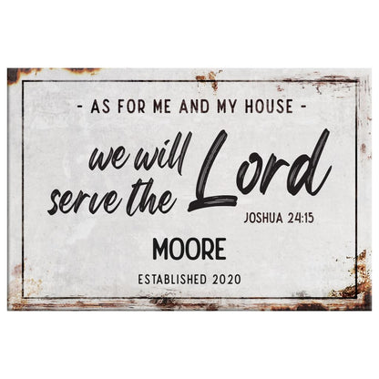 Personalized 'As For Me and My House' Custom Family Name and Established Year Wall Art Canvas
