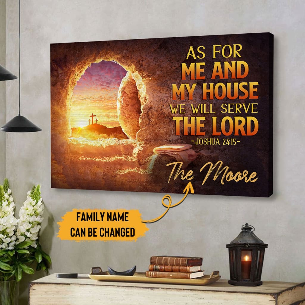 Personalized Wall Art, As for Me and My House Joshua 24:15, Custom Family Name Canvas
