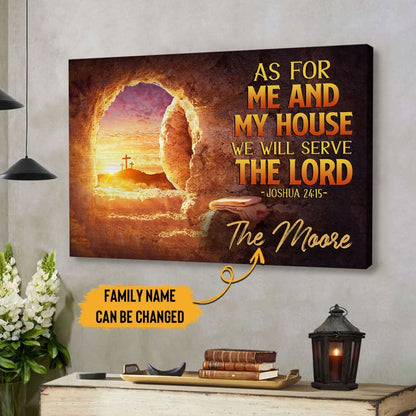 Personalized Wall Art, As for Me and My House Joshua 24:15, Custom Family Name Canvas