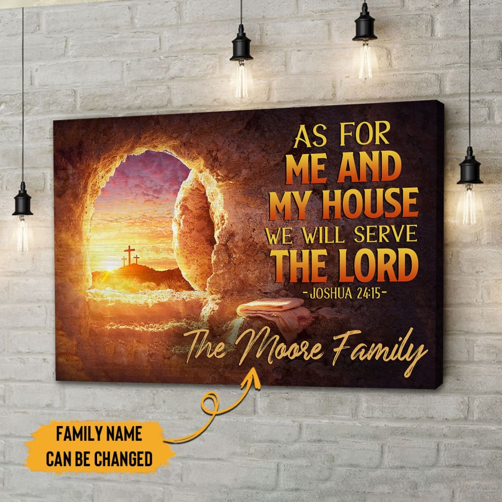 Personalized Wall Art, As for Me and My House Joshua 24:15, Custom Family Name Canvas