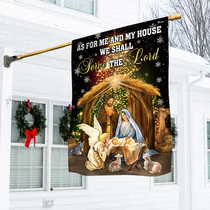 Nativity of Jesus Holy Family Christmas Flag As For Me And My House We Shall Serve The Lord