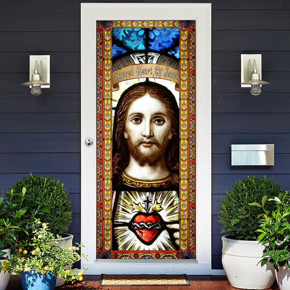 Sacred Heart Of Jesus. Christian Door Cover