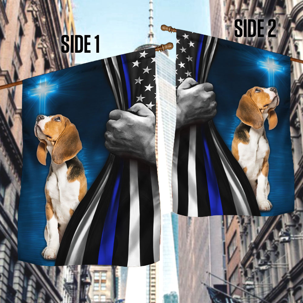 Police Flag Christian Cross Beagle Thin Blue Line Police FlagTRL288Fv7