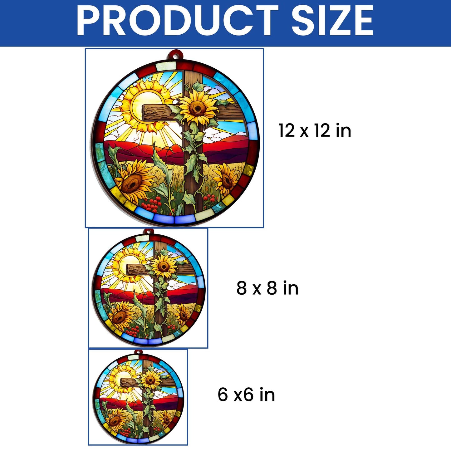 Christian Cross Sunflower 2 Layered Hanging Suncatcher