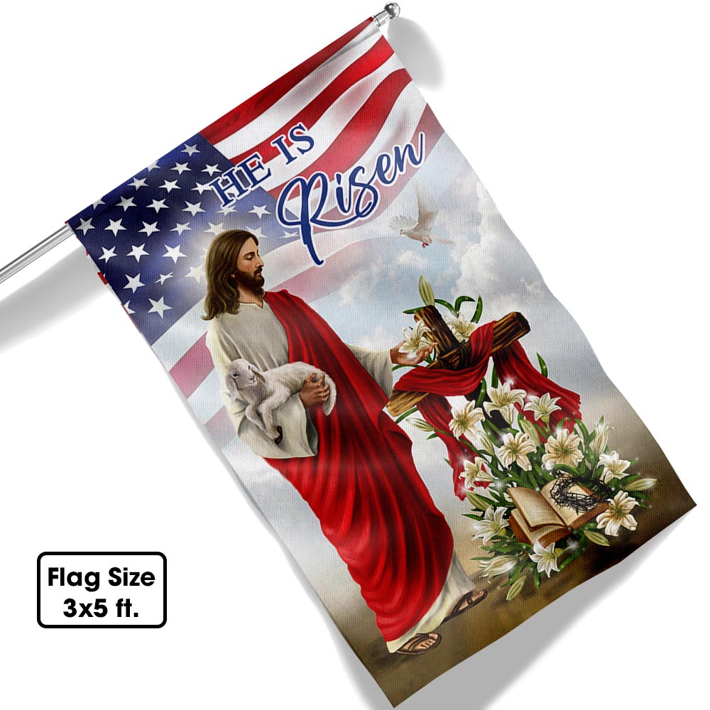 Easter Jesus He Is Risen American Flag