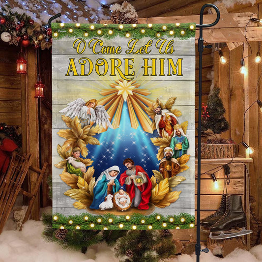 Nativity of Jesus Christmas Flag O Come Let Us Adore Him Holy Night Flag