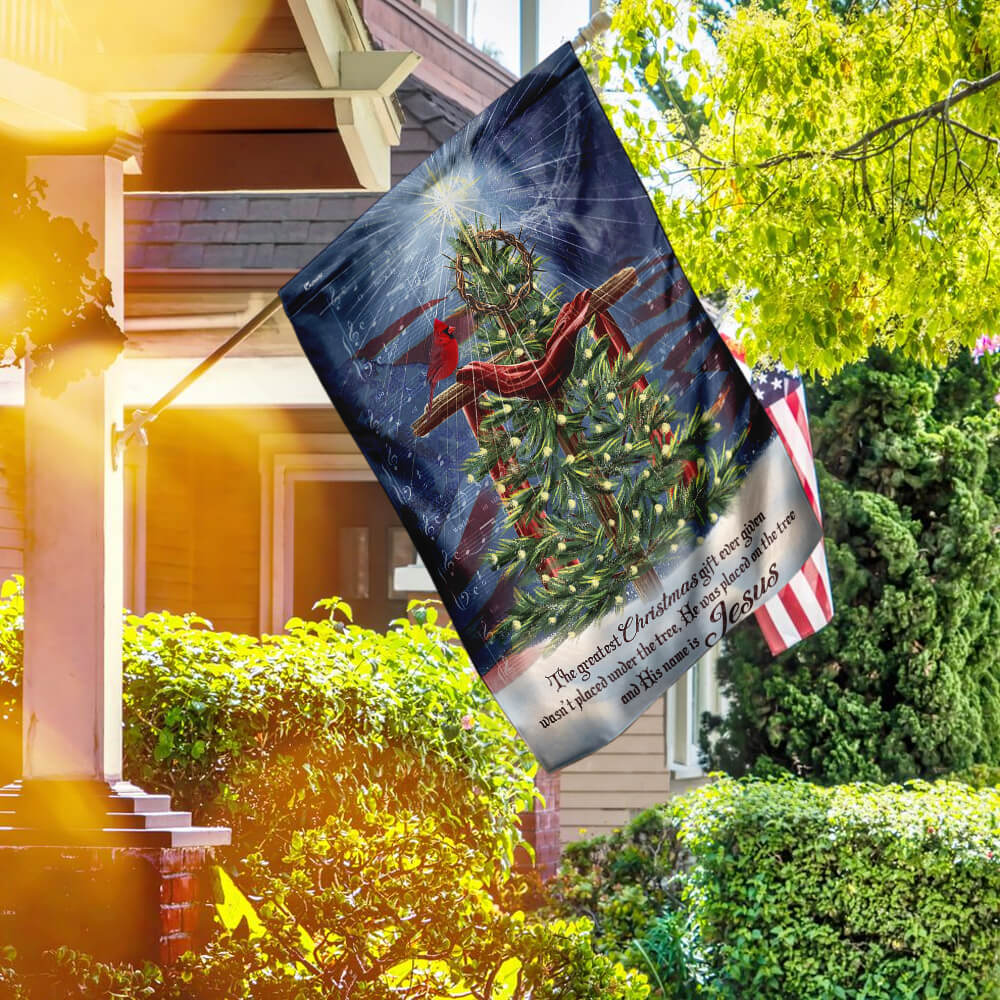Jesus Christ The Greatest Gift Christmas Flag