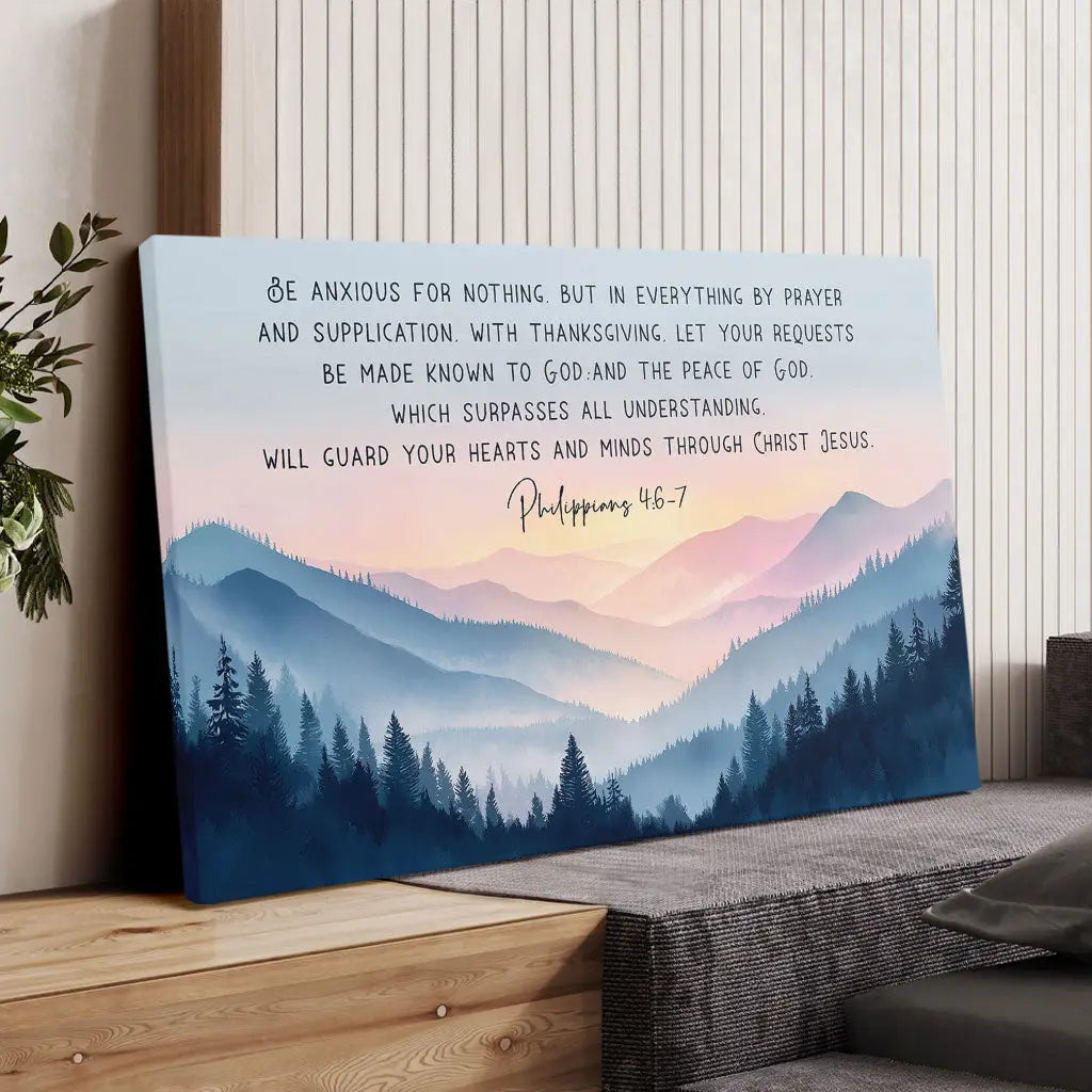 Be Anxious for Nothing Philippians 4:6-7 Wall Art Canvas