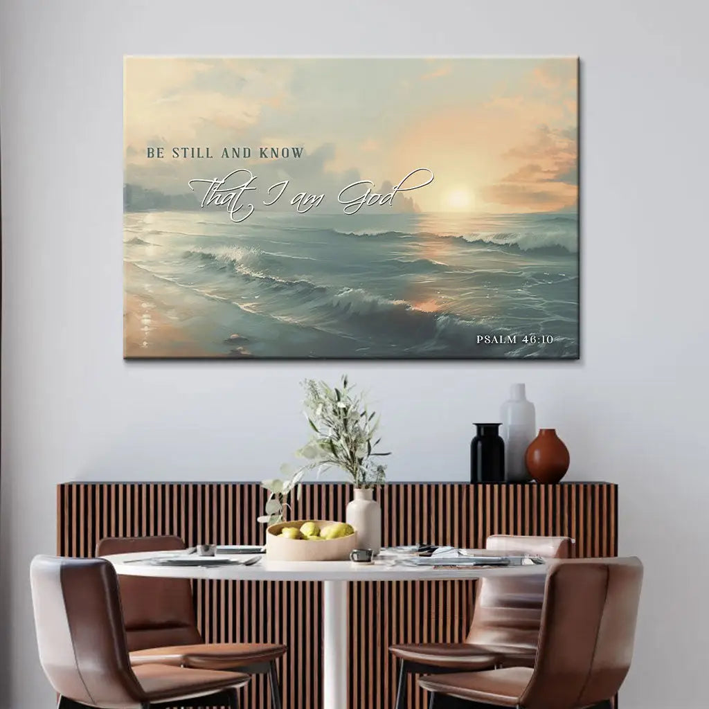 Be Still and Know, Seascape, Psalm 46:10 Wall Art Canvas Print