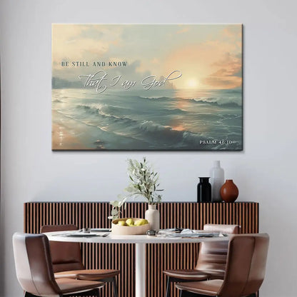 Be Still and Know, Seascape, Psalm 46:10 Wall Art Canvas Print